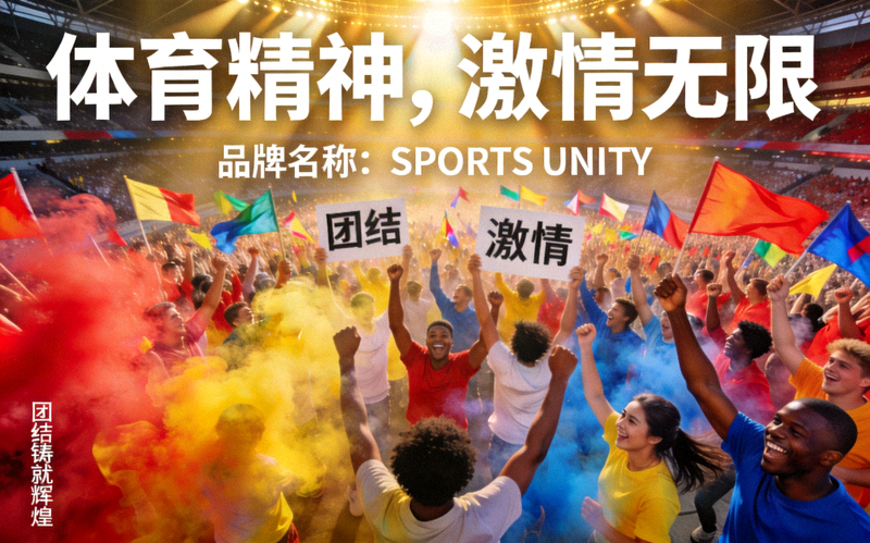 品牌简介背景图 - 一群人在体育场欢呼庆祝，象征着体育的激情与团结